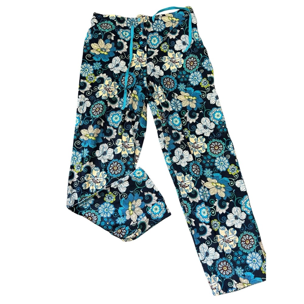 Vera Bradley Corduroy Floral Lounge Pants Blue White XS
